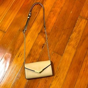Nude Zippered Wallet Chain Purse